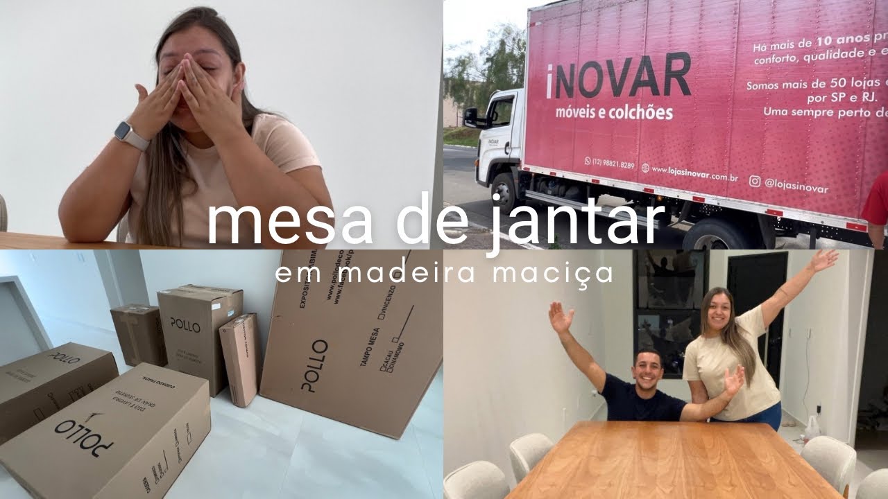 NOSSA MESA DE JANTAR CHEGOU | recebendo a mesa de jantar, mesa em madeira maci&ccedil;a