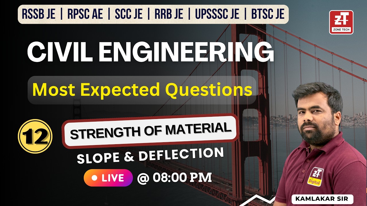 12.STRENGTH OF MATERIAL | Most Expected Questions | RSSB JE | RPSC AE | SCC JE | RRB JE II ZONETECH
