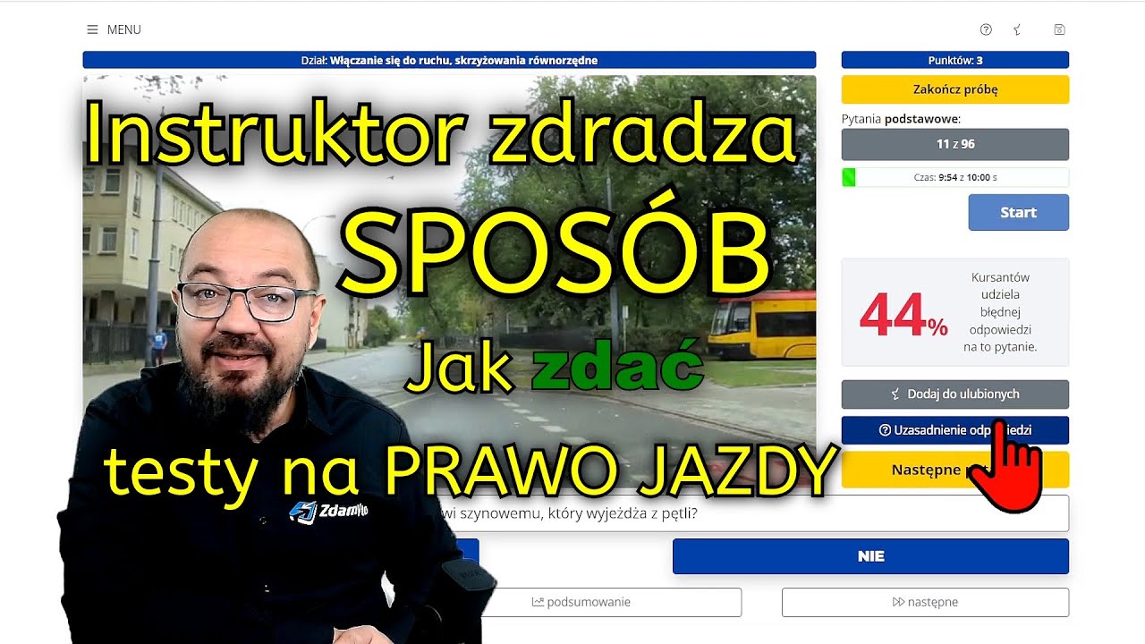Instruktor zdradza sposób jak zdać TESTY NA PRAWO JAZDY?