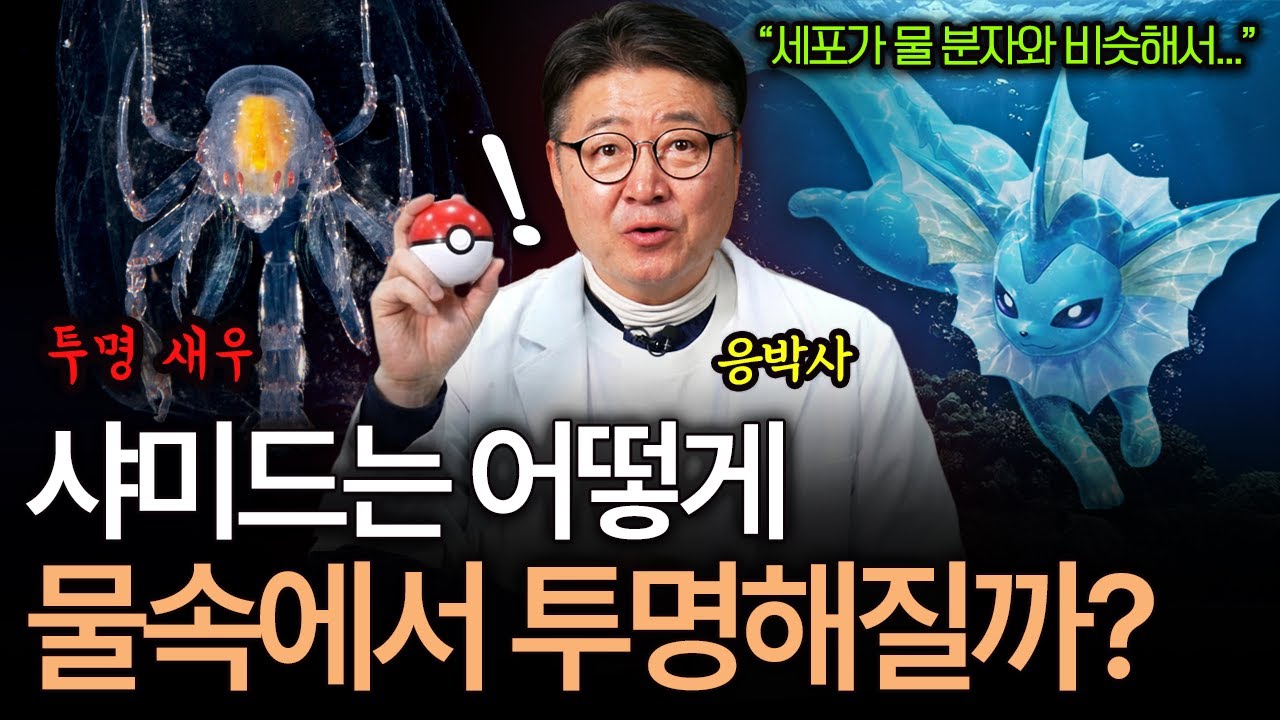 세포가 물 분자와 닮아서 투명해진다고? | 생물학자가 분석한 샤미드 (응박사의 포켓몬 연구소 ep2)