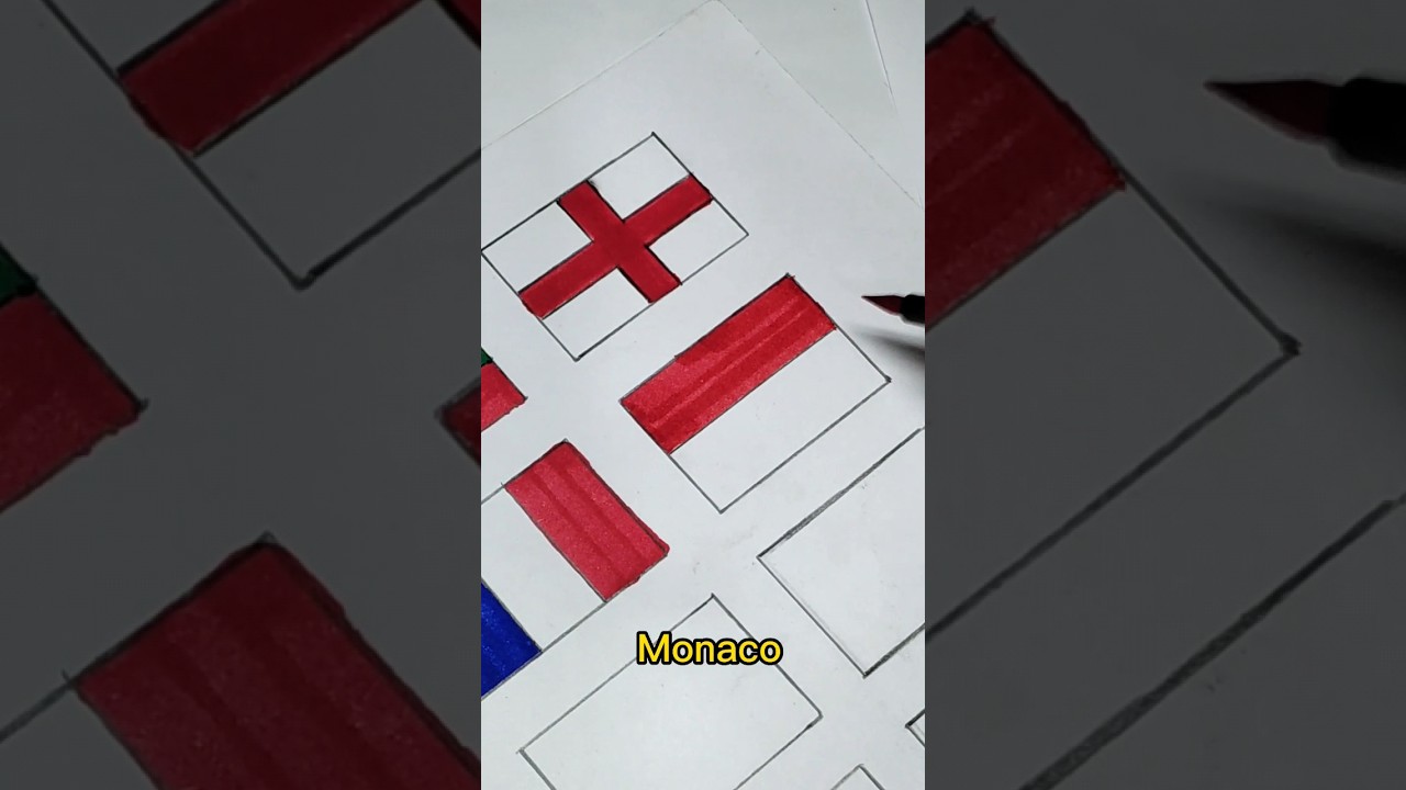 Monaco Flag Art 🇲🇨 All country flag art challenge part 55 #shorts #drawing