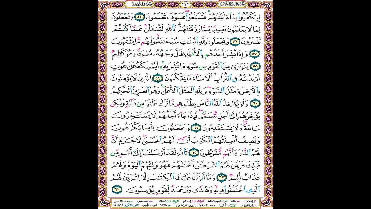 صفحة 273 من المصحف العلم المرئي المسموع بصوت الشيخ محمود الحصري