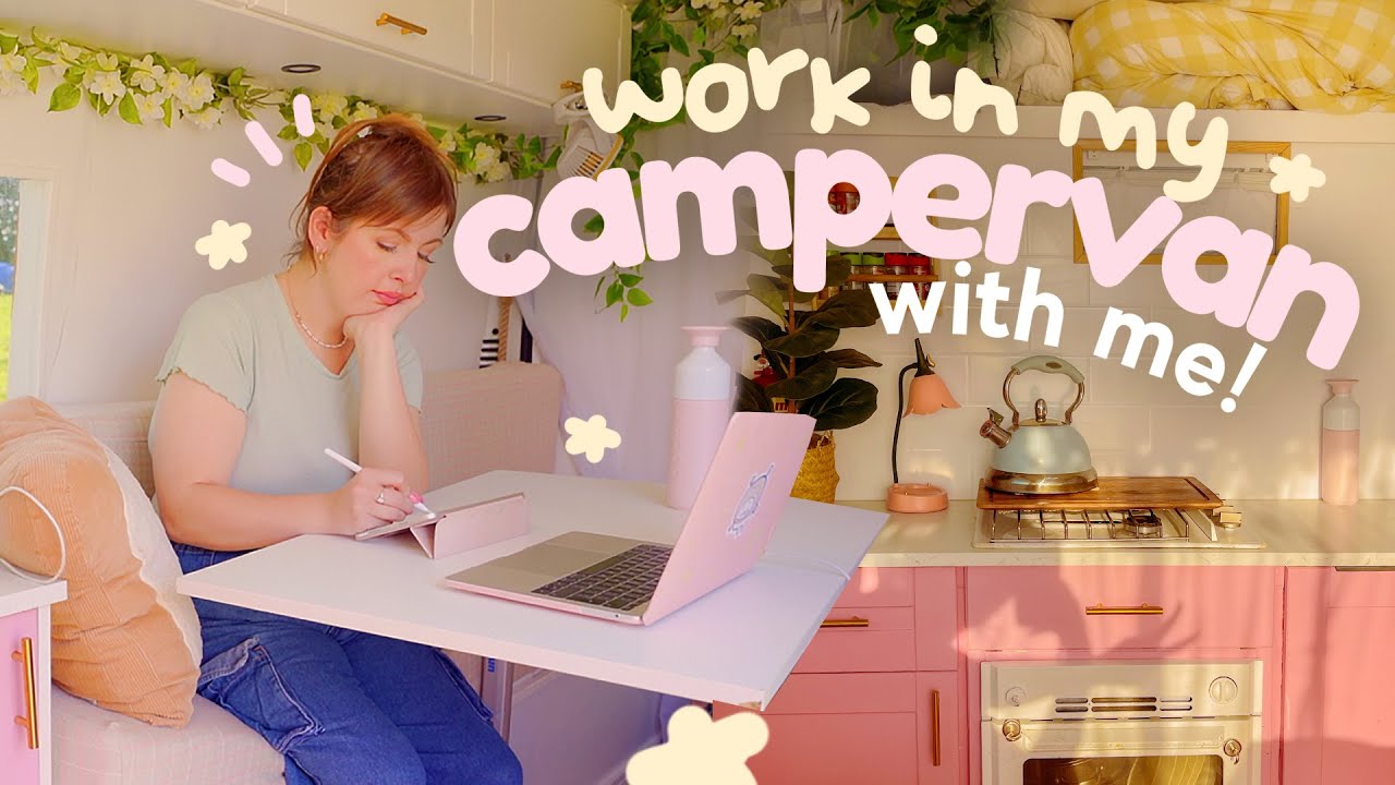 Running my small business solo from my little pink campervan 🌸🚐 Work in my Van with me!
