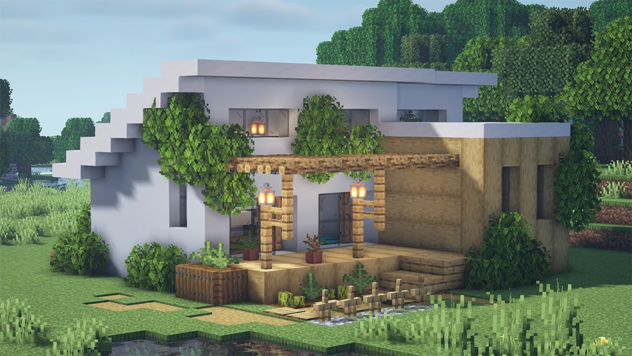 Minecraft Tutorial: How to build a Small Modern Minecraft House | EASY house tutorial