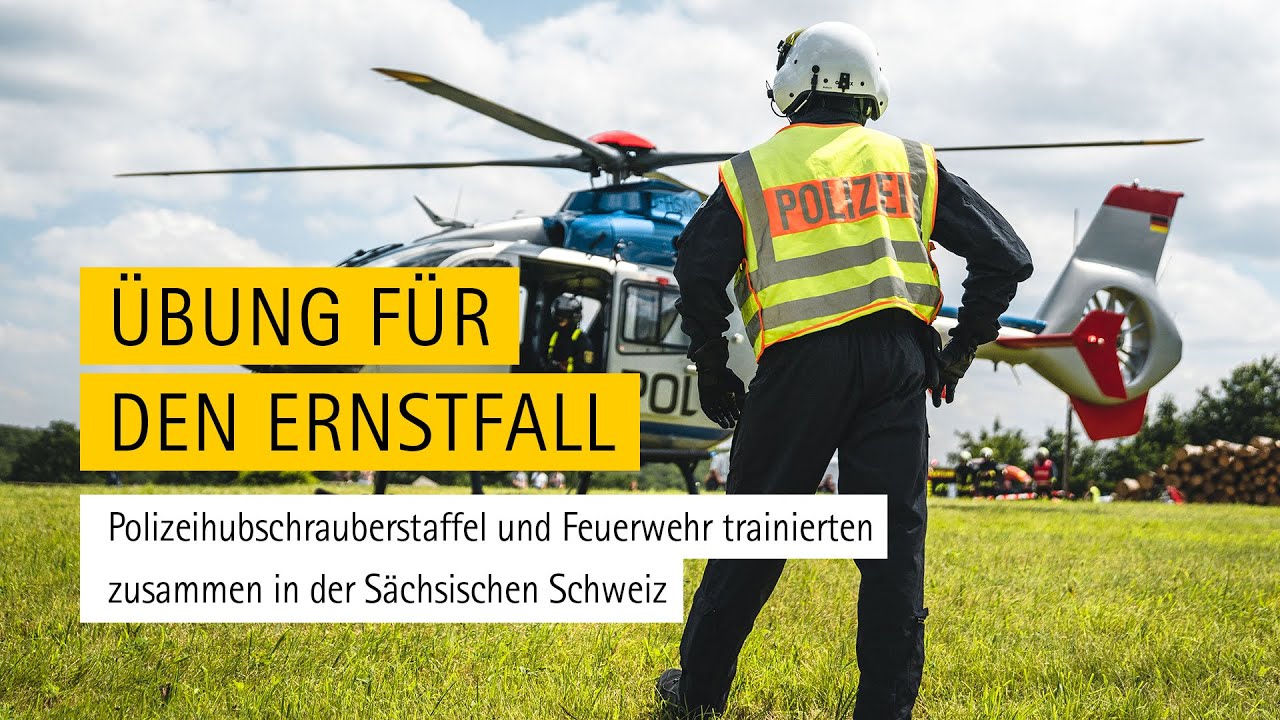 Gemeinsame Übung von Polizei-Hubschrauberstaffel und Feuerwehr