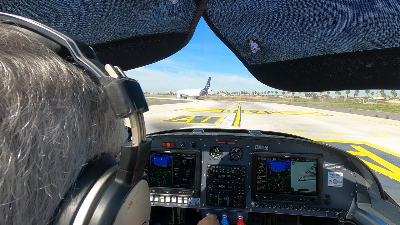 Dalla messa in moto al decollo in un aeroporto con molto traffico