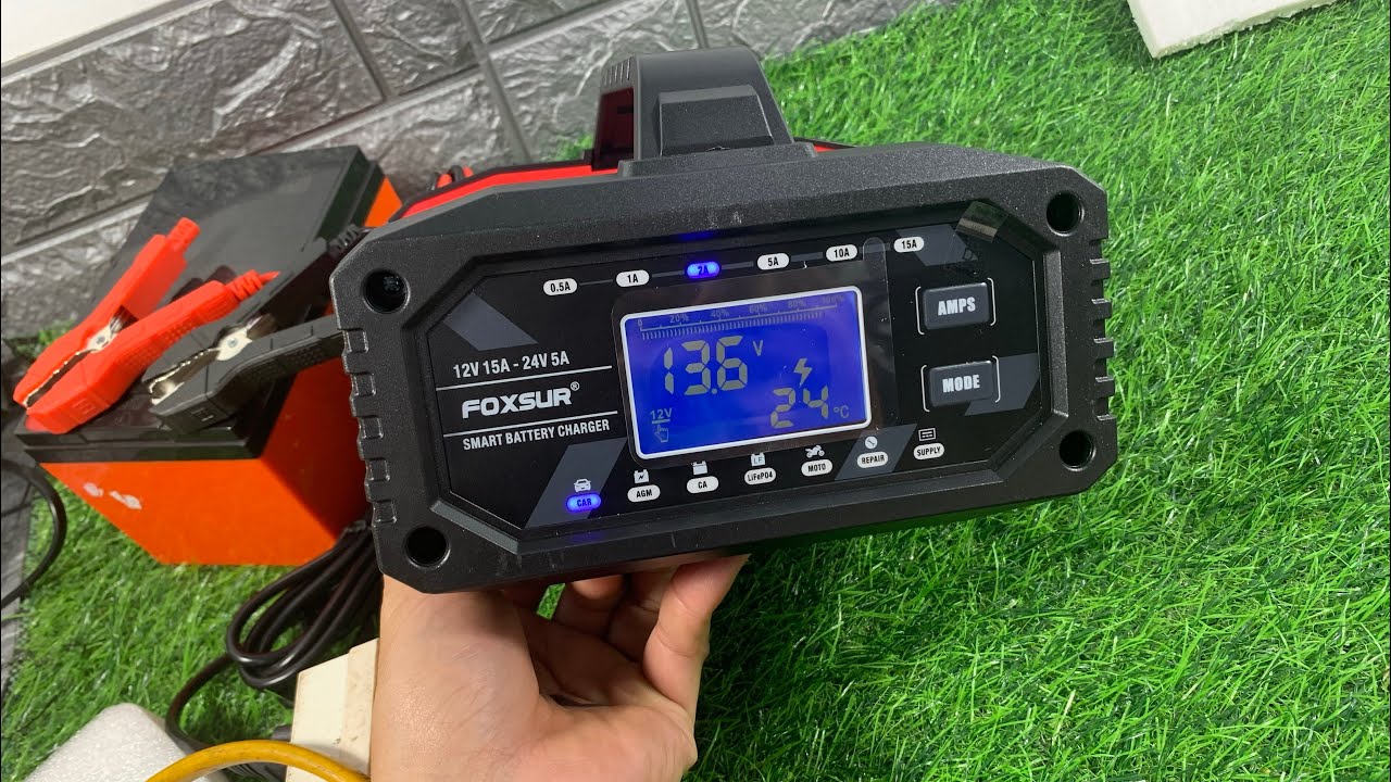 Sạc Ắc Quy Foxsur Chính Hãng 12v - 24v - 3ah 200ah Sạc Tự Ngắt, Phiên Bản Cao Cấp 