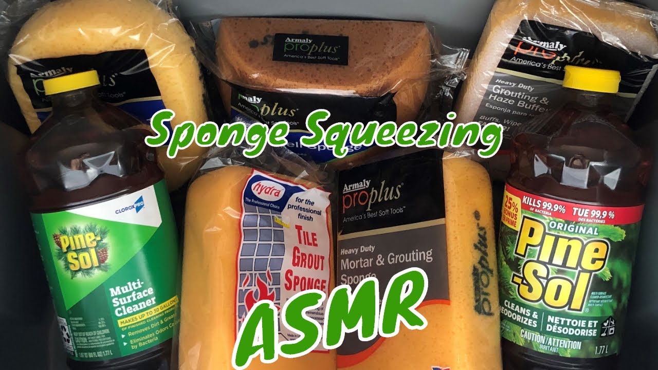 Pine Sol Oddly Satisfying Sponge Squeezing ASMR (New Sponges) Sponge Rinsing (Mood/Sleep Aid)