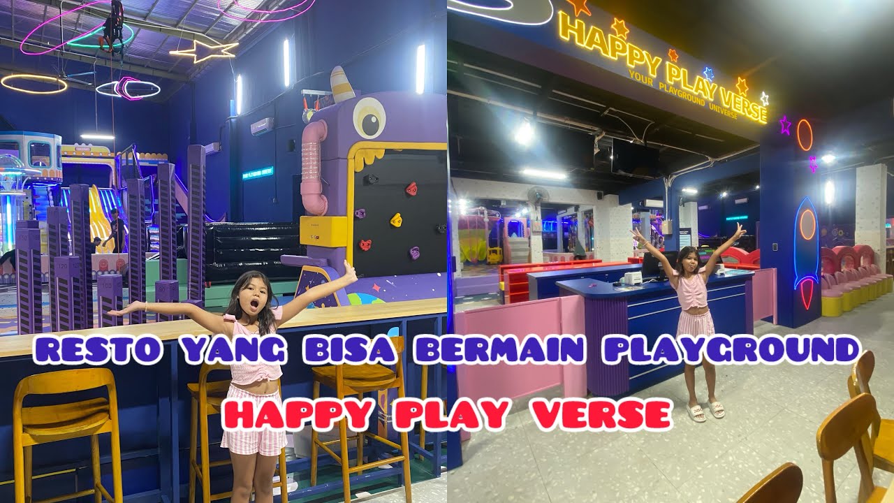 joanna bermain playground di dalam resto ada rainbow slide