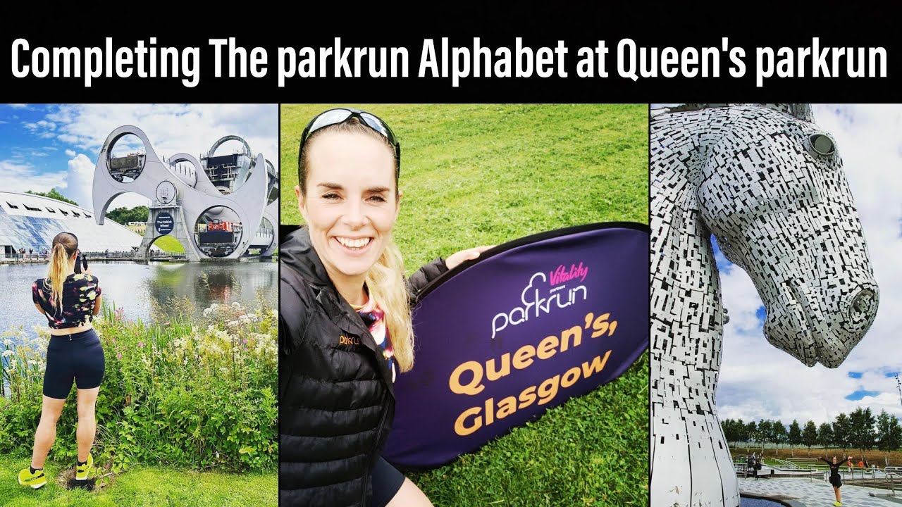 I'm a parkrun Alphabeteer! Getting a Q at Queen's parkrun, Glasgow. The Kelpies & The Falkirk Wheel