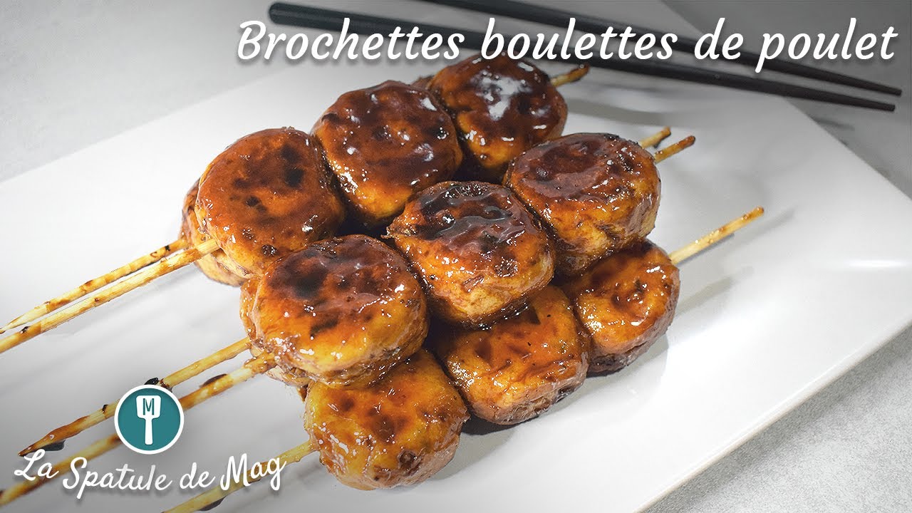 Brochettes de BOULETTES DE POULET (façon yakitori) !