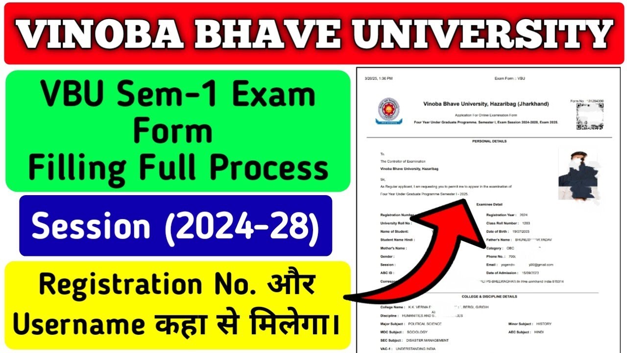 VBU Semester-I (2024-28) Exam Form Online Process || How to fill Exam Form Online 2025