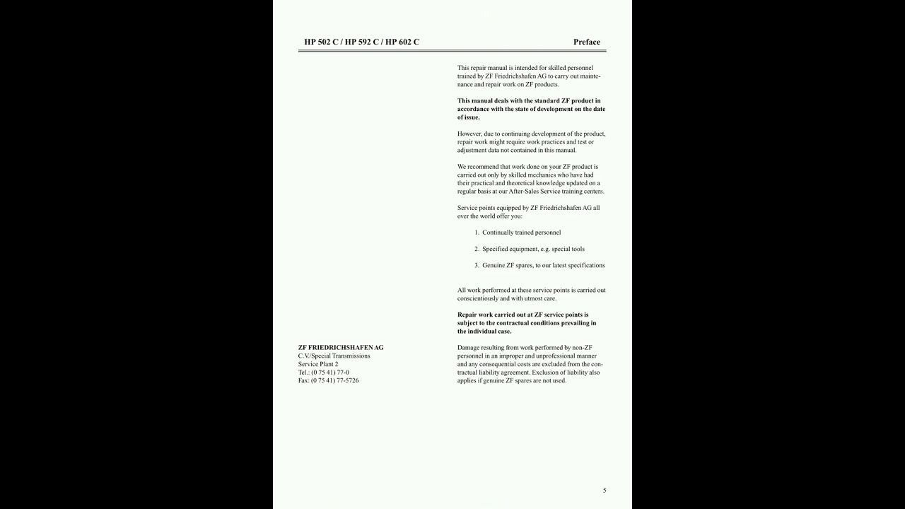 Zf Ecomat2 Hp502 592 602c Est46 47c Repair Manual