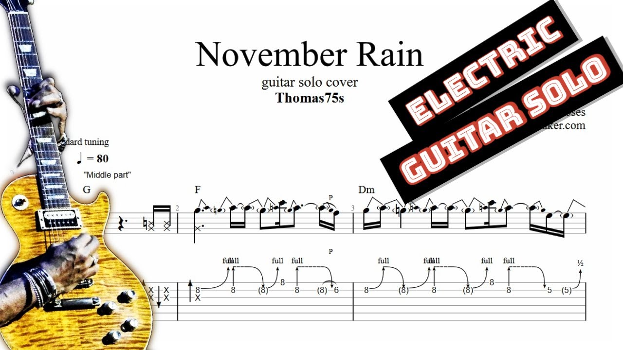 November Rain solo TAB (Thomas75s) - electric guitar solo tabs (PDF + Guitar Pro)