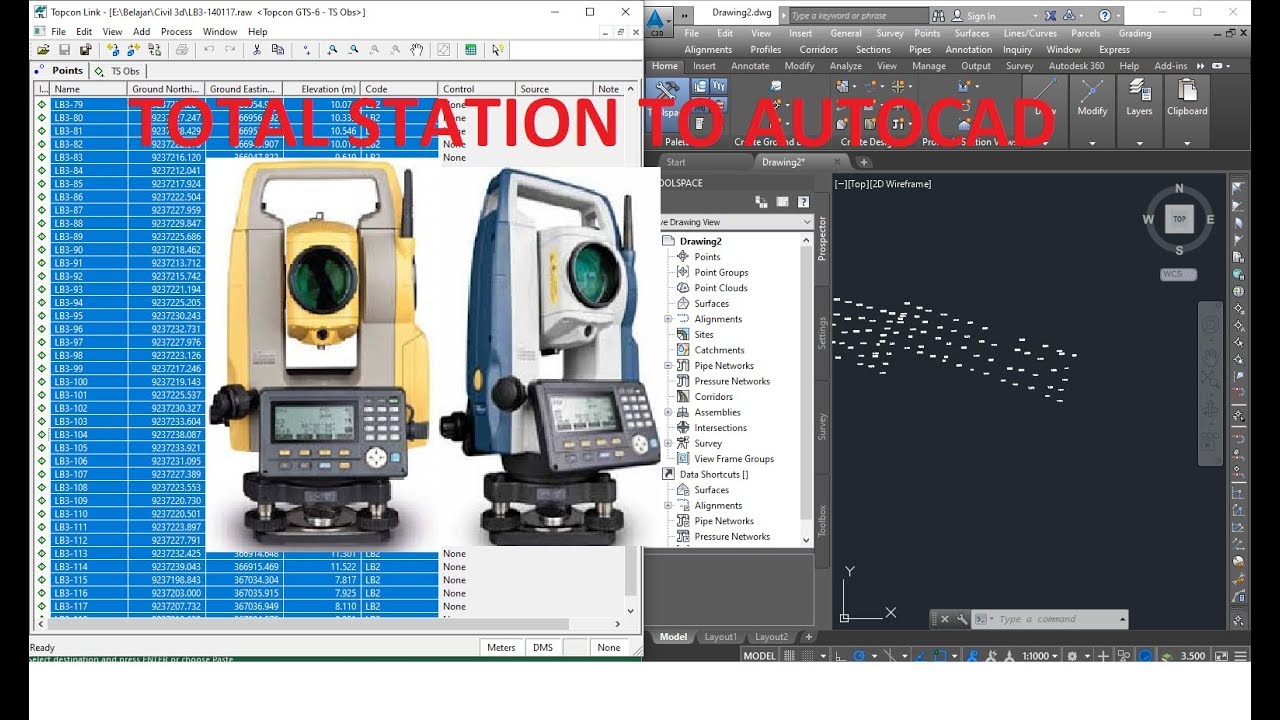 Cara Plotting Koordinat dan Elevasi Total Station Ke Autocad