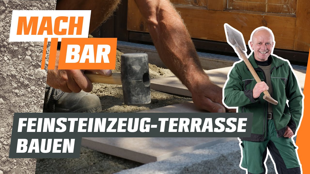 Feinsteinzeug-Terrasse bauen in gebundener Bauweise | OBI