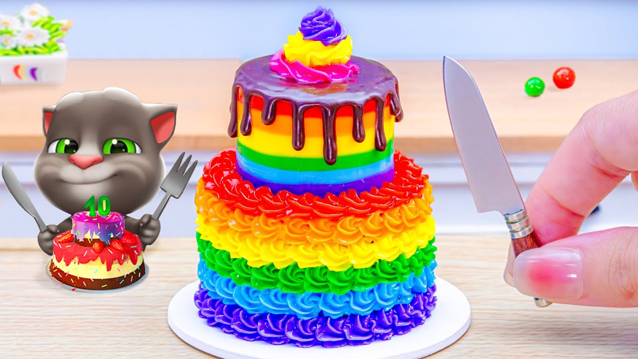 COOK WITH TOM 😺 Beautiful Miniature Rainbow Chocolate Cake Decorating Ideas | Sara Mini Cake