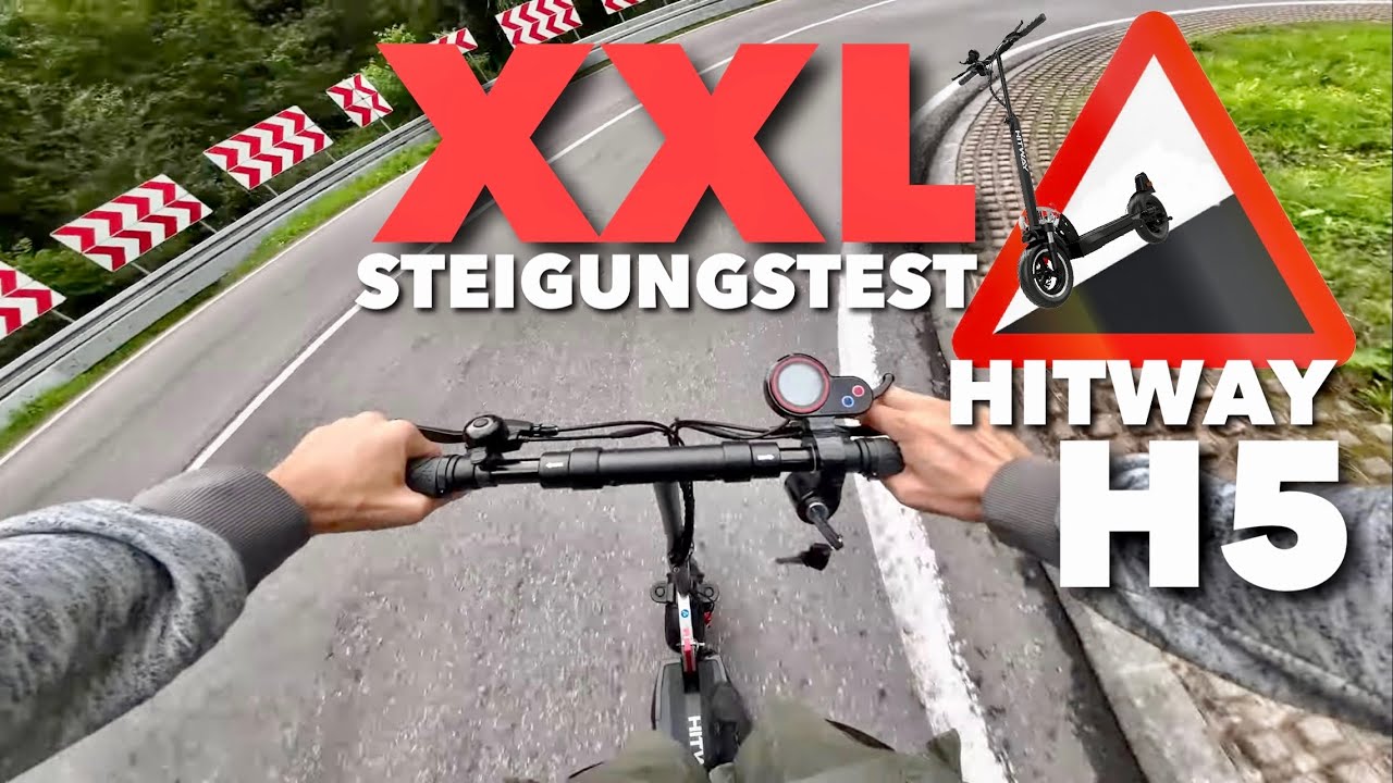 Hitway H5 im XXL Steigungs Test 2,3 KM bergauf & Serpentinen TOP SPEED Abfahrt - E-Scooter TEST