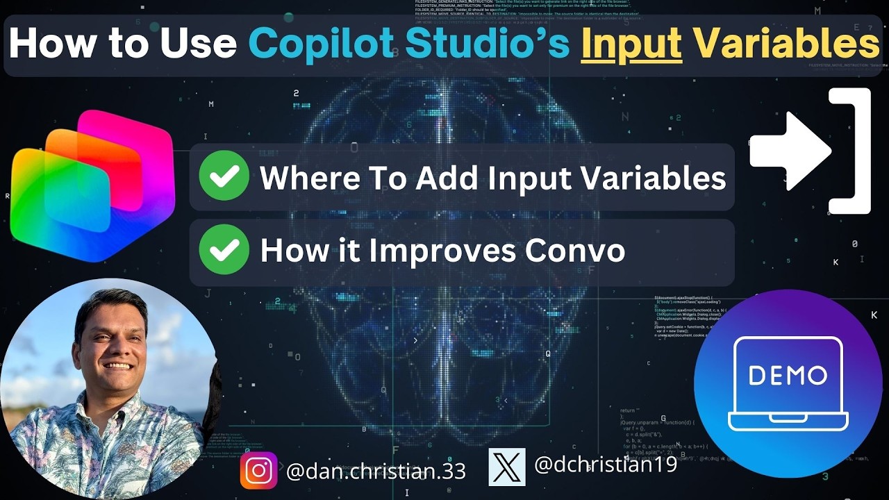 Как использовать входные переменные в Copilot Studio