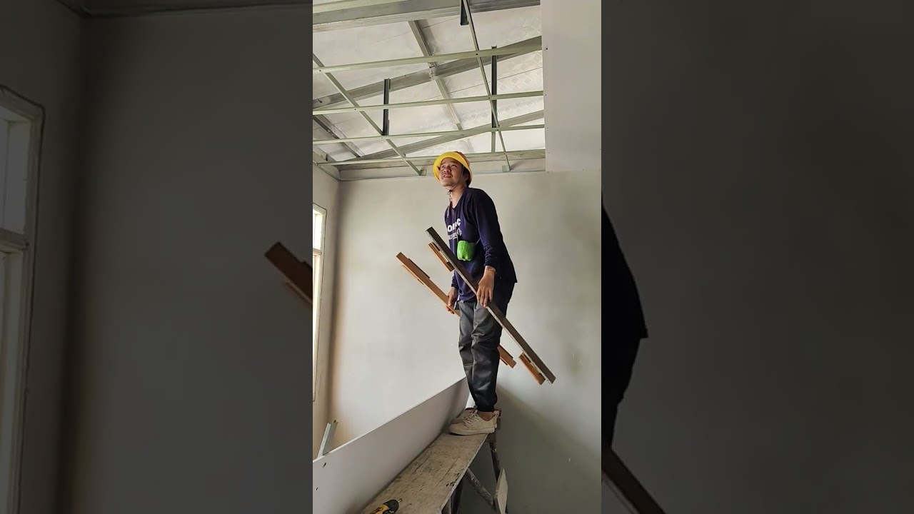 มาดูวิธีขึ้นแผ่นฝ้าคนเดียวของผมครับ #ช่างแจ็ค #diy 