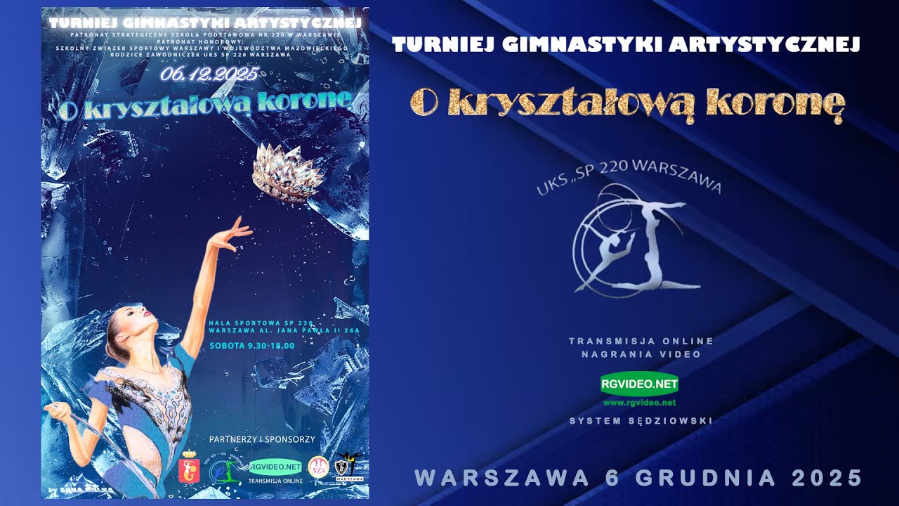 ZAPRASZAMY - 06.12.2025 - TURNIEJ GIMNASTYKI ARTYSTYCZNEJ O KRYSZTAŁOWĄ KORONĘ 2025 - WARSZAWA