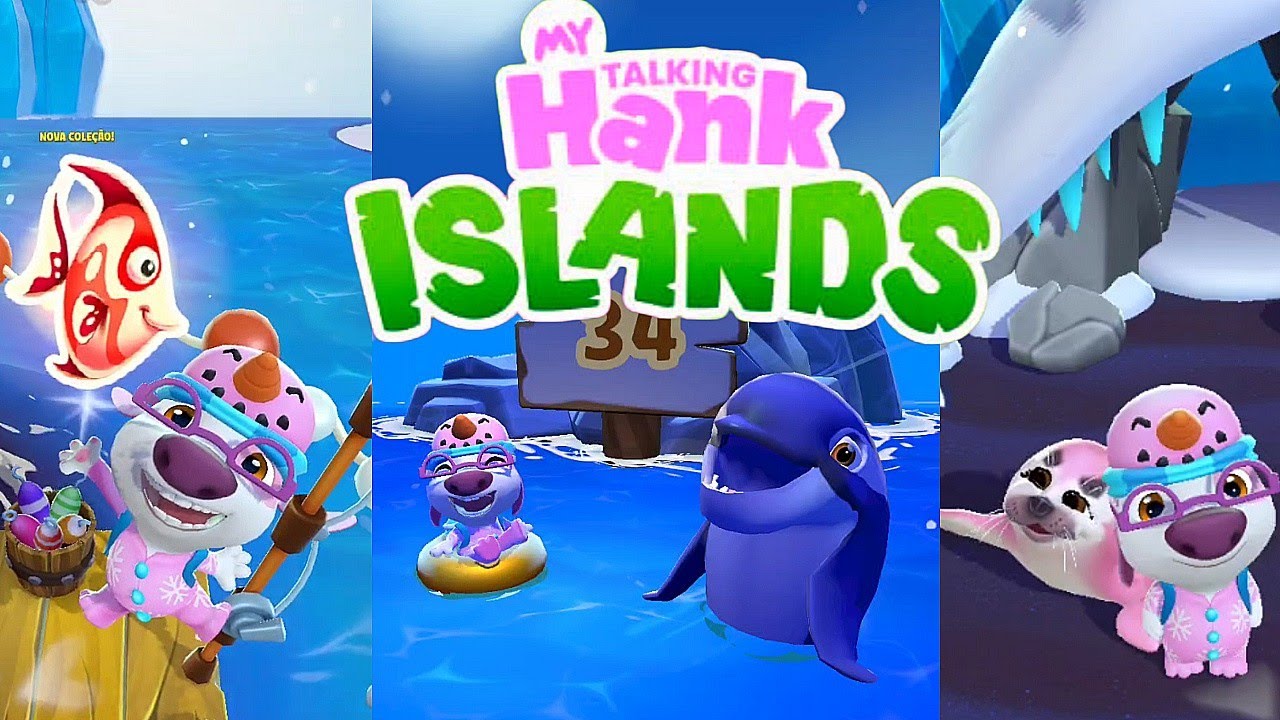 My Talking Hank islands New update ice islands unlocked new pets all Mini-games Gameplay