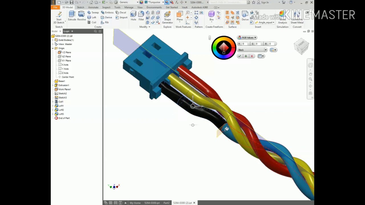 How to draw twisted wire connector with Autodesk Inventor