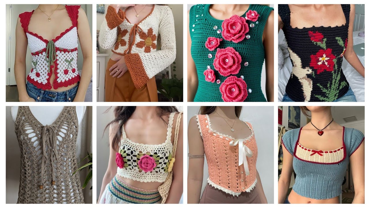 100+ Attractive & stylish crochet Top blouse Designs/crochet blouse Designs for jacket/sarees &Frock