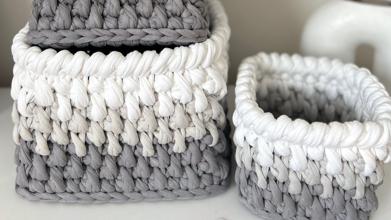 Penye İpten Sepet Yapımı | Crochet Basket Pattern #crochet #crochetbasket