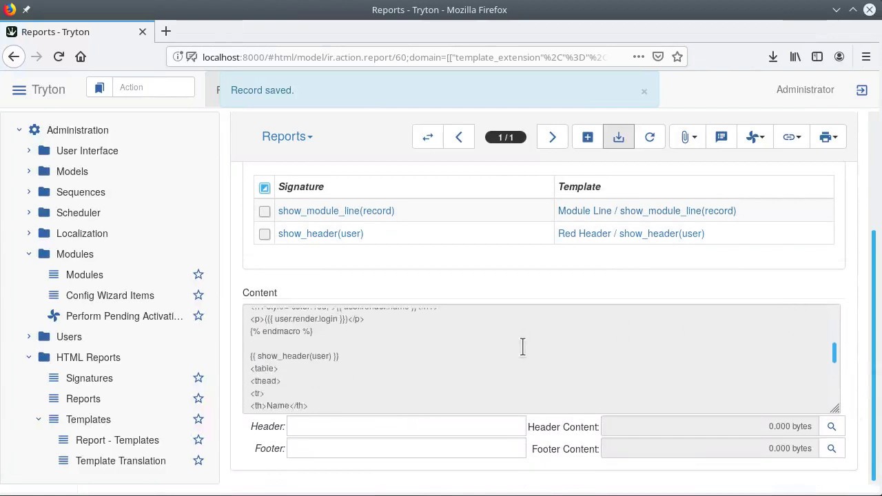 HTML Report Engine for Tryton by NaN-tic