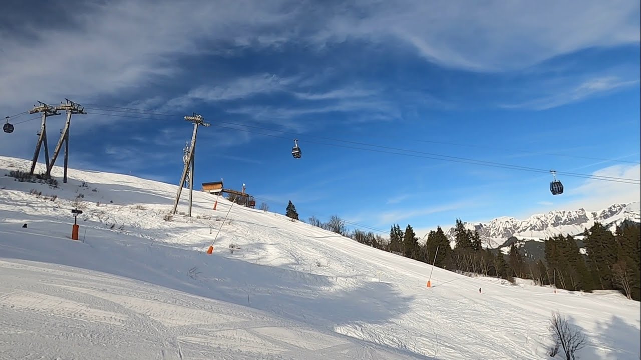 Skiing GREEN A Top Part on a Sunny Day at Meg&egrave;ve Ski Resort &ndash; GoPro HD POV &ndash; Feb 2024