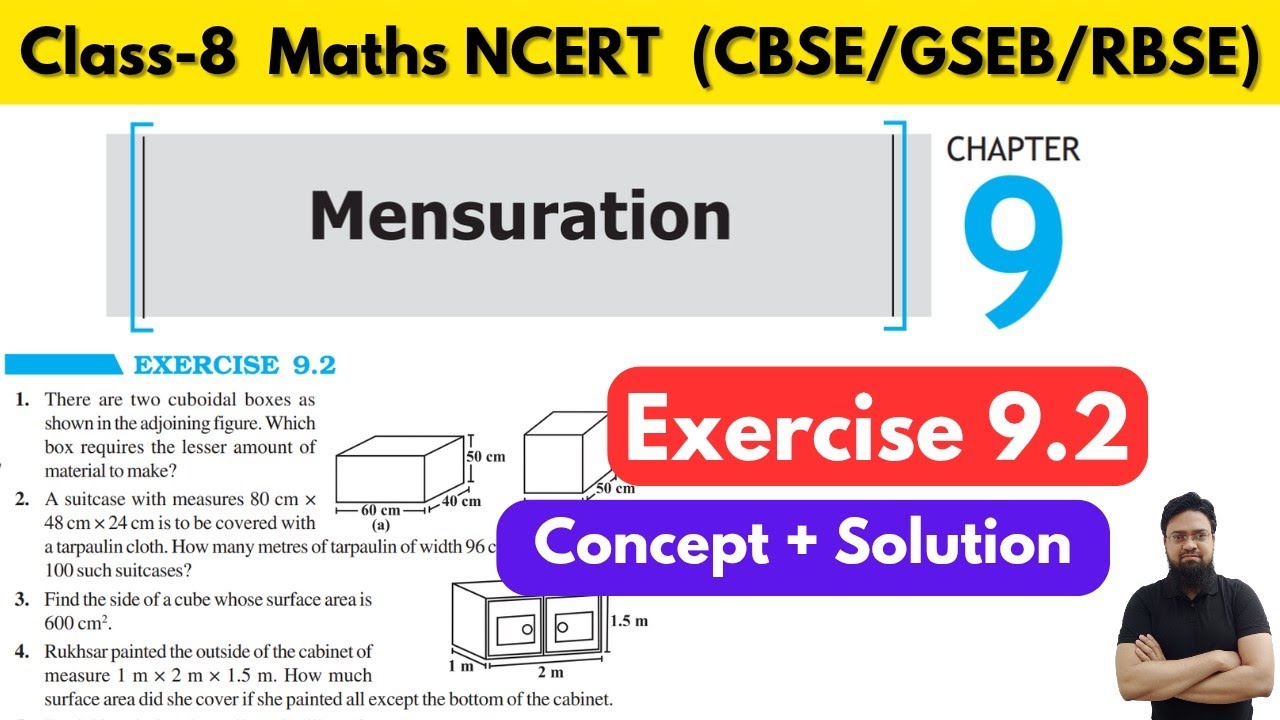 Class 8 Maths Chapter 9 Mensuration Exercise 9.2 solved #class8maths