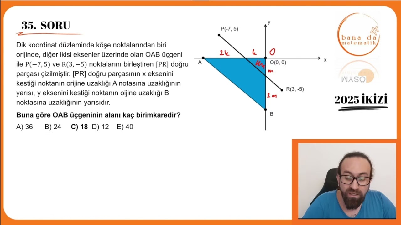 2025 AYT Matematik Soru 35: Analitik Alan + İkizi