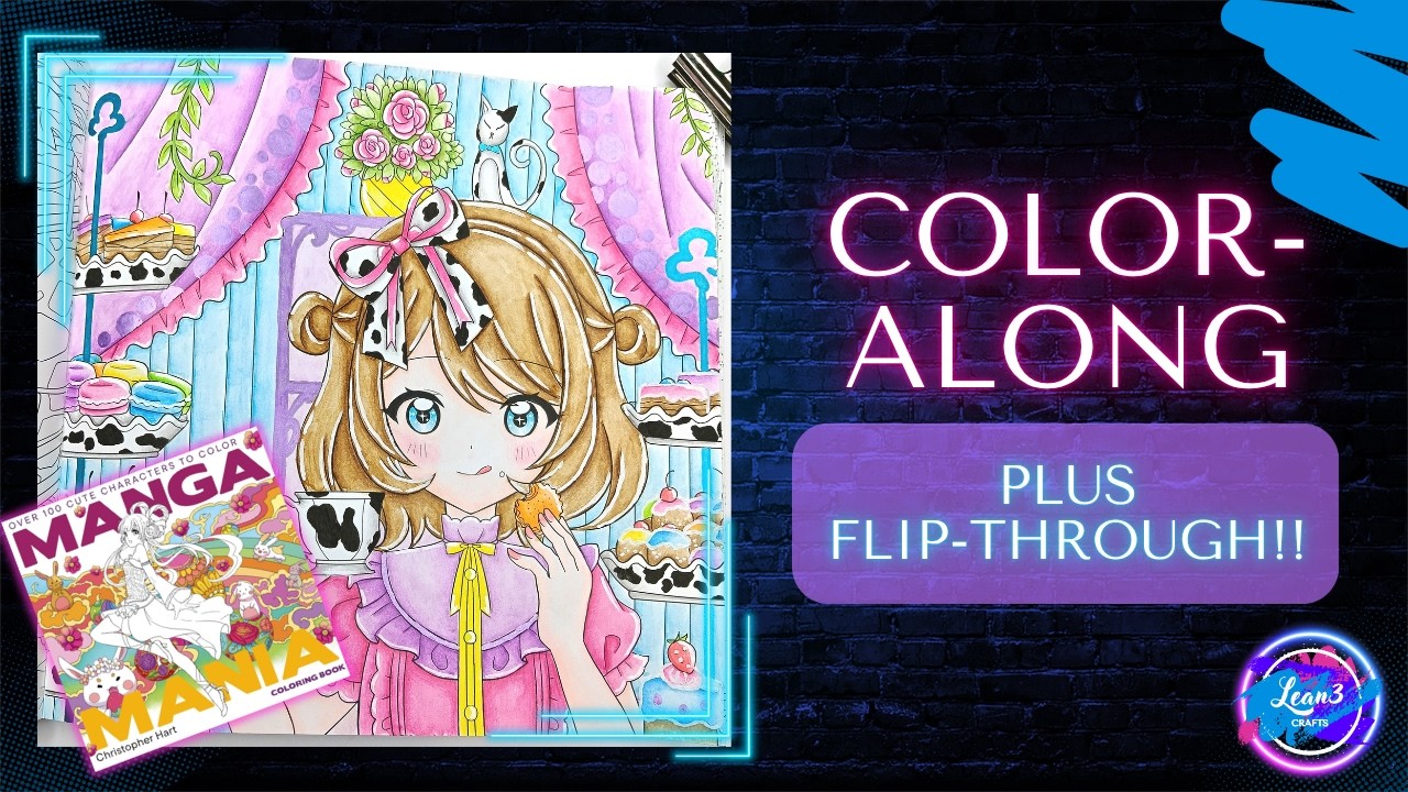 Color-Along + Flip Through | Manga Mania Coloring Book 💖 Cozy Caf&eacute; Page!