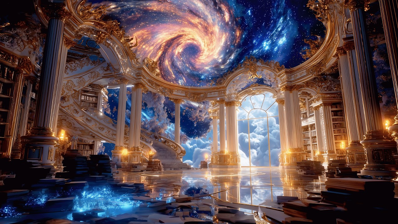 (NO MID-ROLL ADS) Cozy Celestial Library of Dreams 🌌 Deep Fantasy Music for Studying & Reading