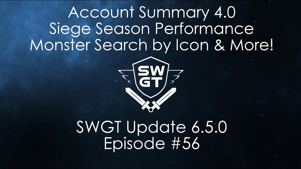 SWGT - Episode 56 - Updates 6.5.0 - Account Summary 4.0, Season Performance, Monster by Icon & more!