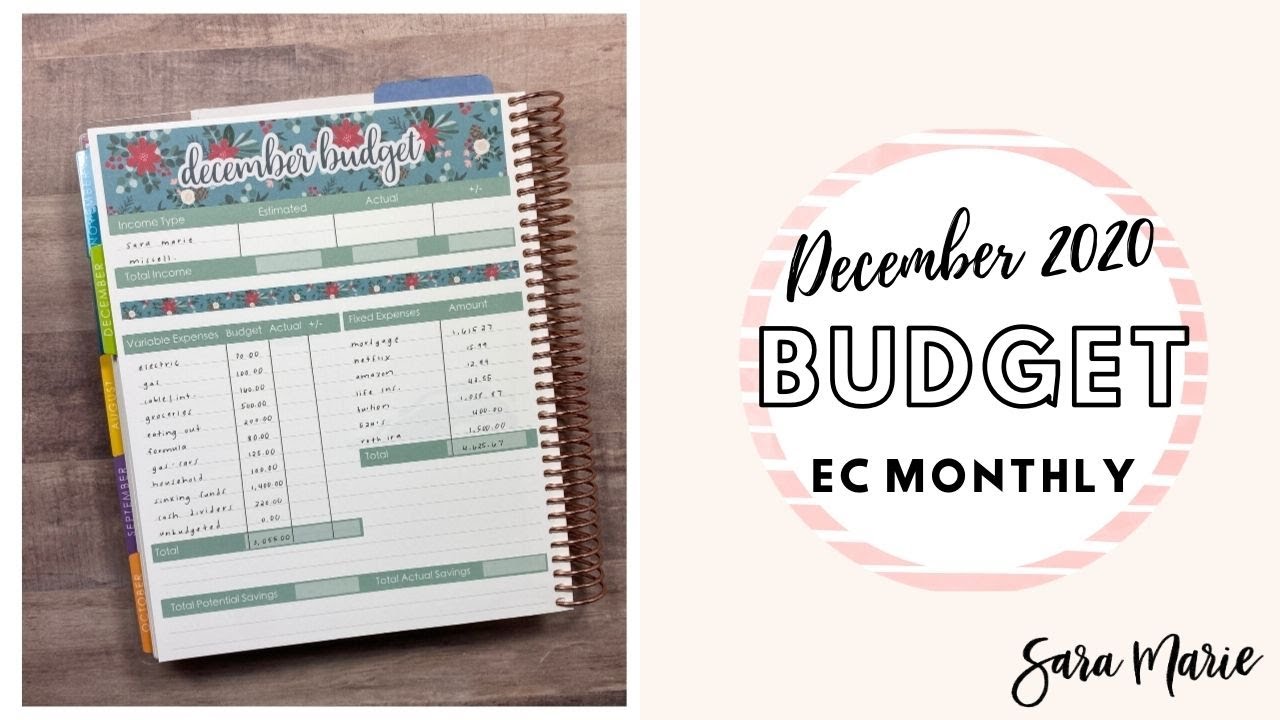December 2020 Budget | Sara Marie Stickers | EC Monthly Planner |