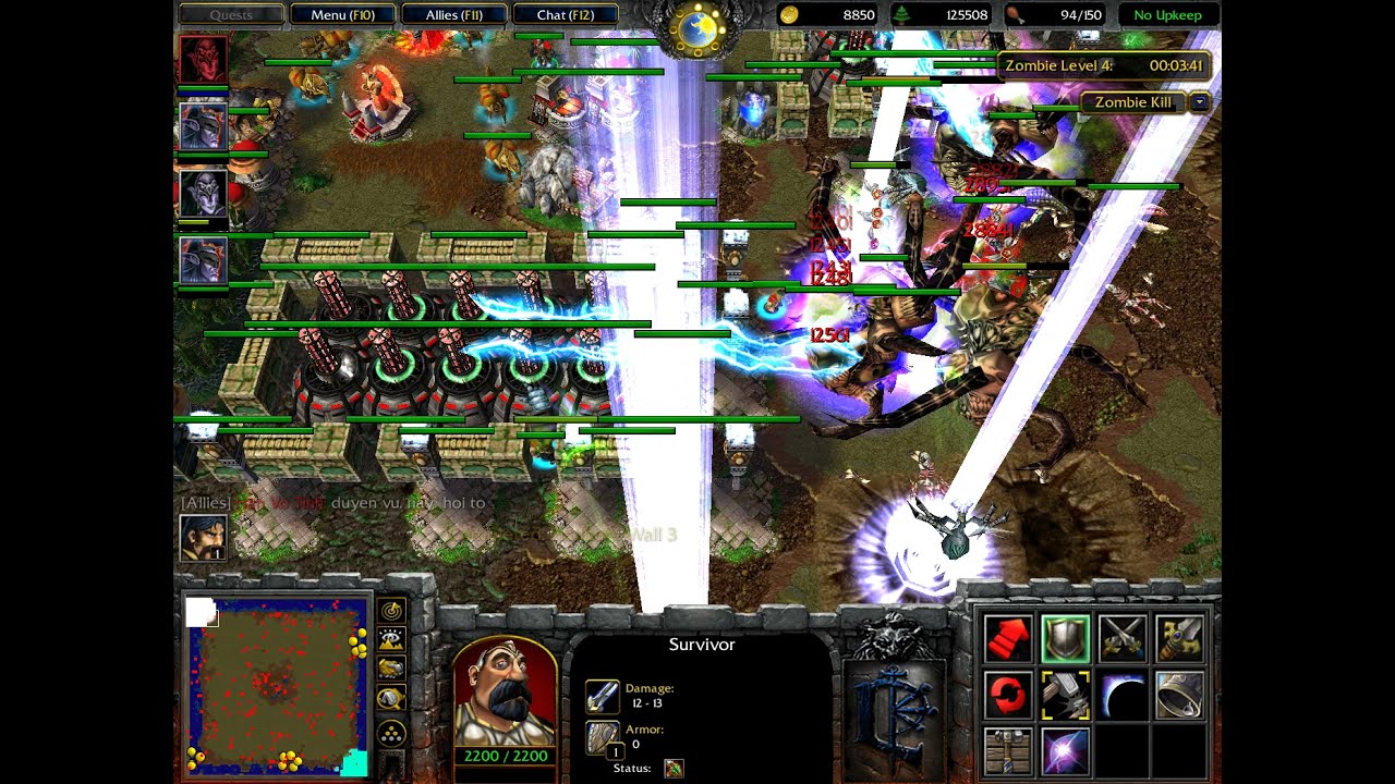 #War3 Map : Zombie Invasion Ultimate 2019. Mode Max Hard 1 vs 4 Final boss