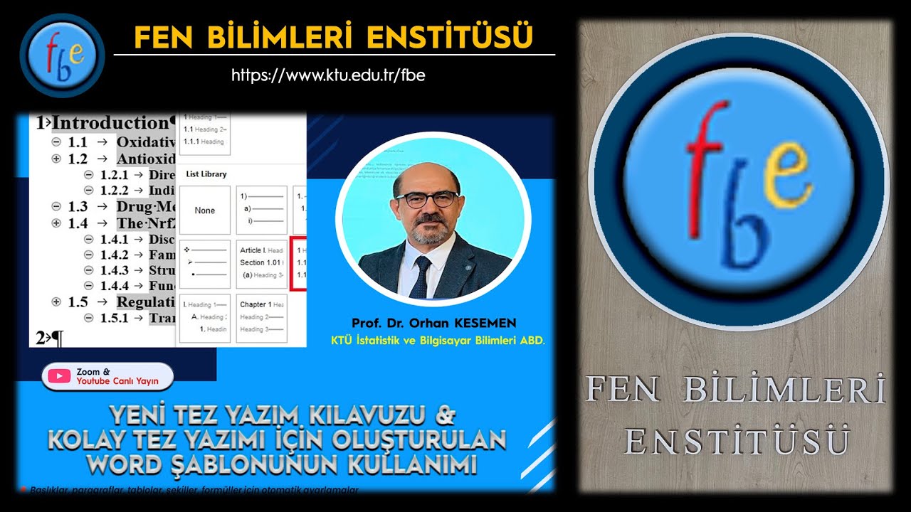 Fen Bilimleri Enstitüsü Tez Yazım Kılavuzu & Şablonunun Kullanımı
