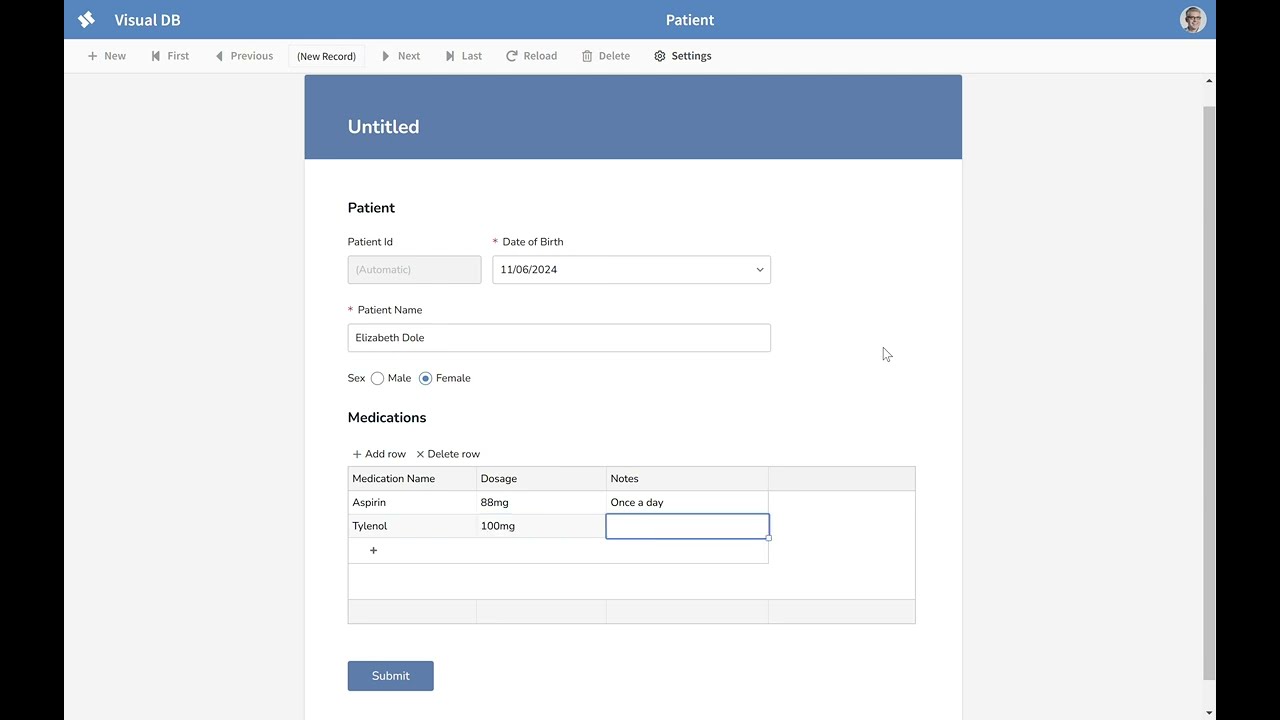 Visual DB &mdash; How to create a master-detail form