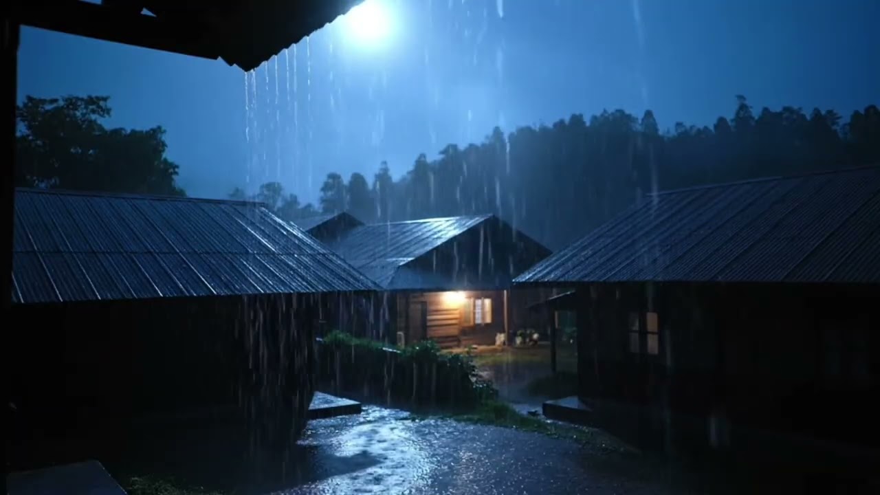 Heavy Rain at Night for Deep Sleep, Relaxing Study, Insomnia Relief and Stress Reduction Sounds
