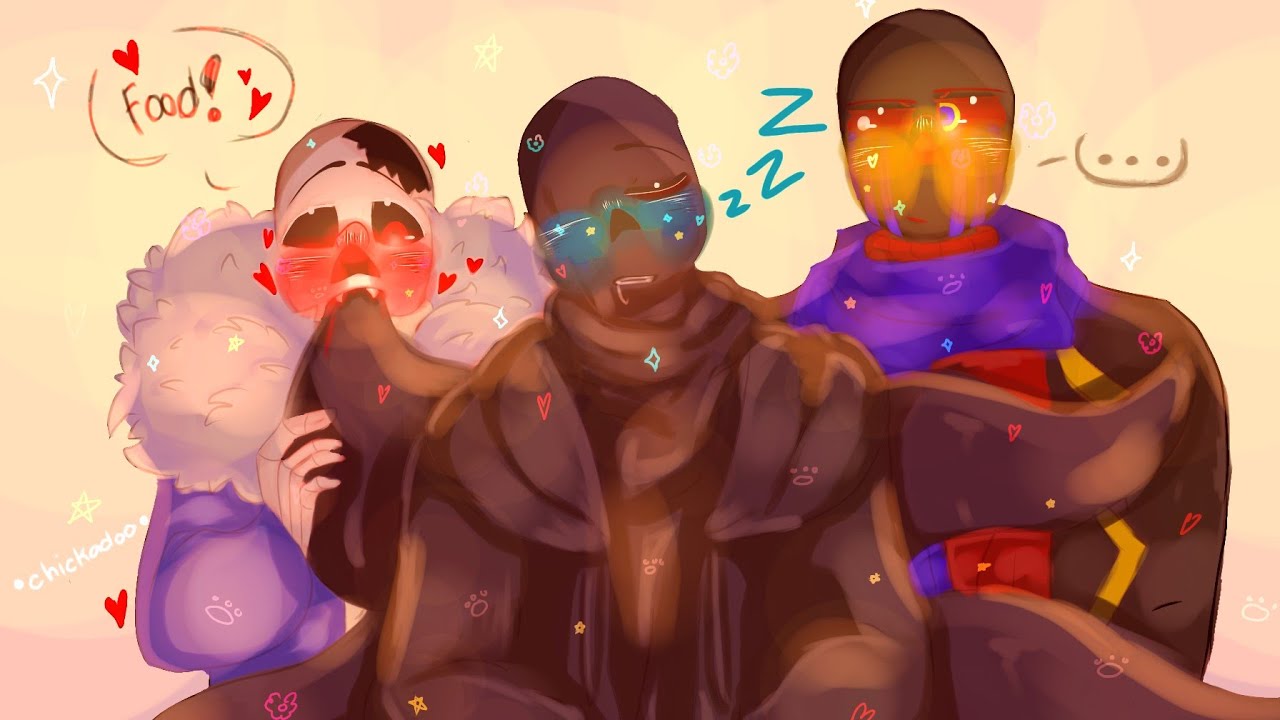 Horror❤🖤🍗, Corrupted🖤💙🐙, and Error⚠️💙❤💛 [Speedpaint] This took 7 hours lol