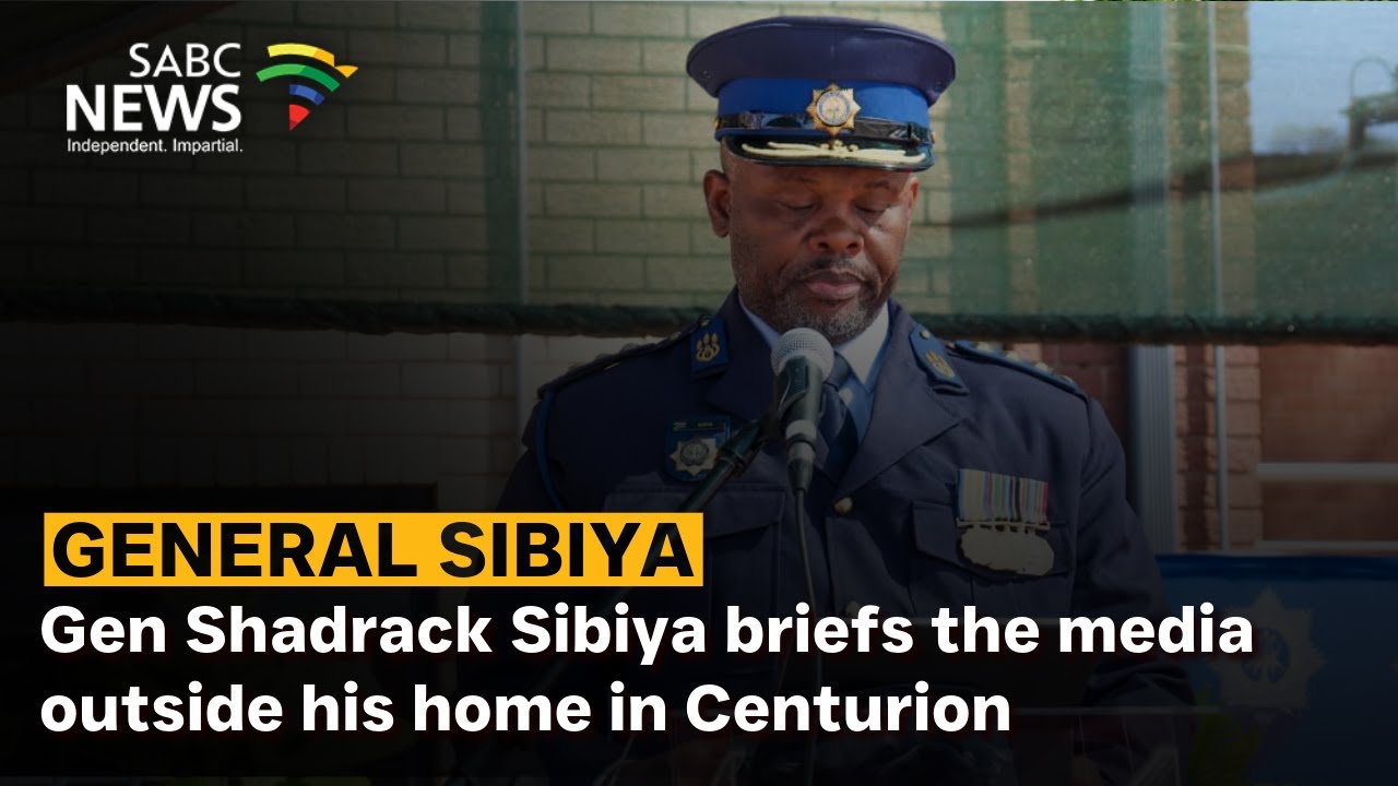 General Shadrack Sibiya briefs the media outside his home in Centurion