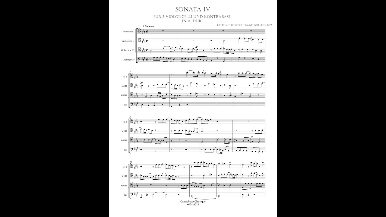 Georg Christoph Wagenseil – Quartet for low strings (3 Cellos & Double Bass)