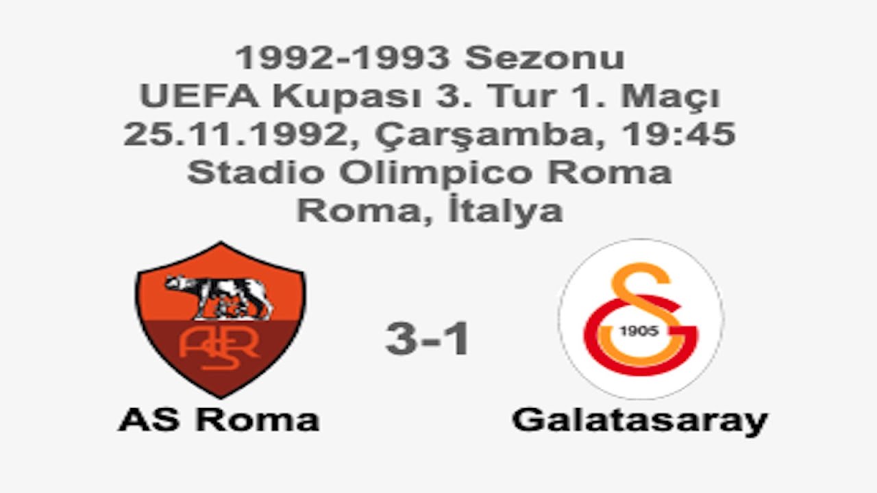 AS Roma 3-1 Galatasaray 25.11.1992 - 1992-1993 UEFA Cup 3rd Round 1st Leg