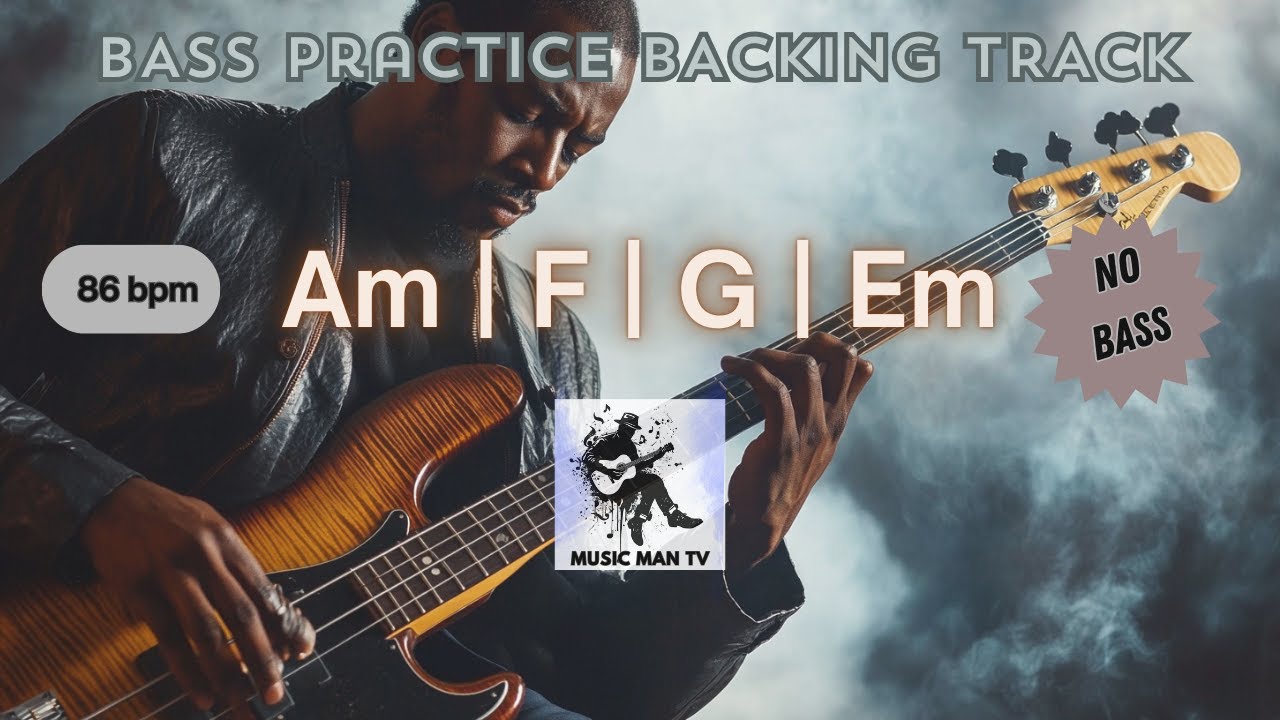Bass Practice Backing Track (No Bass) | A minor | Am F G Em 86bpm #bass #bassbackingtrack #bassmusic