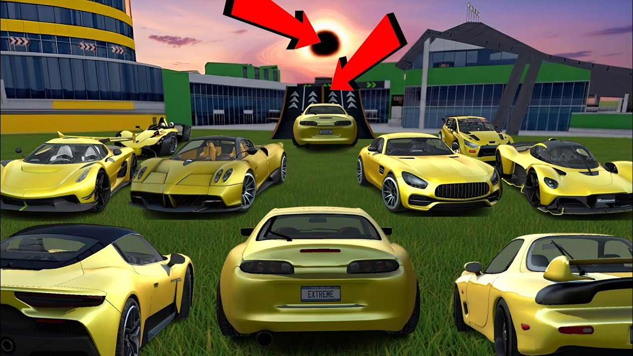 All Gold Cars Stunts Through Ramp 2// Extreme Car  Driving Simulator // Cars Gameplay