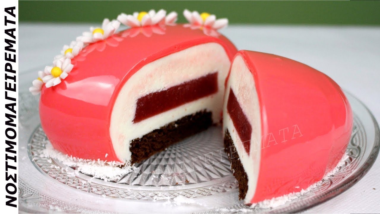 Τούρτα  καρδιά με mirror glaze  για του Αγίου Βαλεντίνου