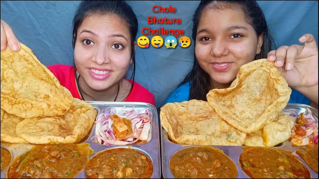 Eating Chole Bhature Challenge | Indian Street Food Eating Challenge | Sister Edition |@FoodieJD