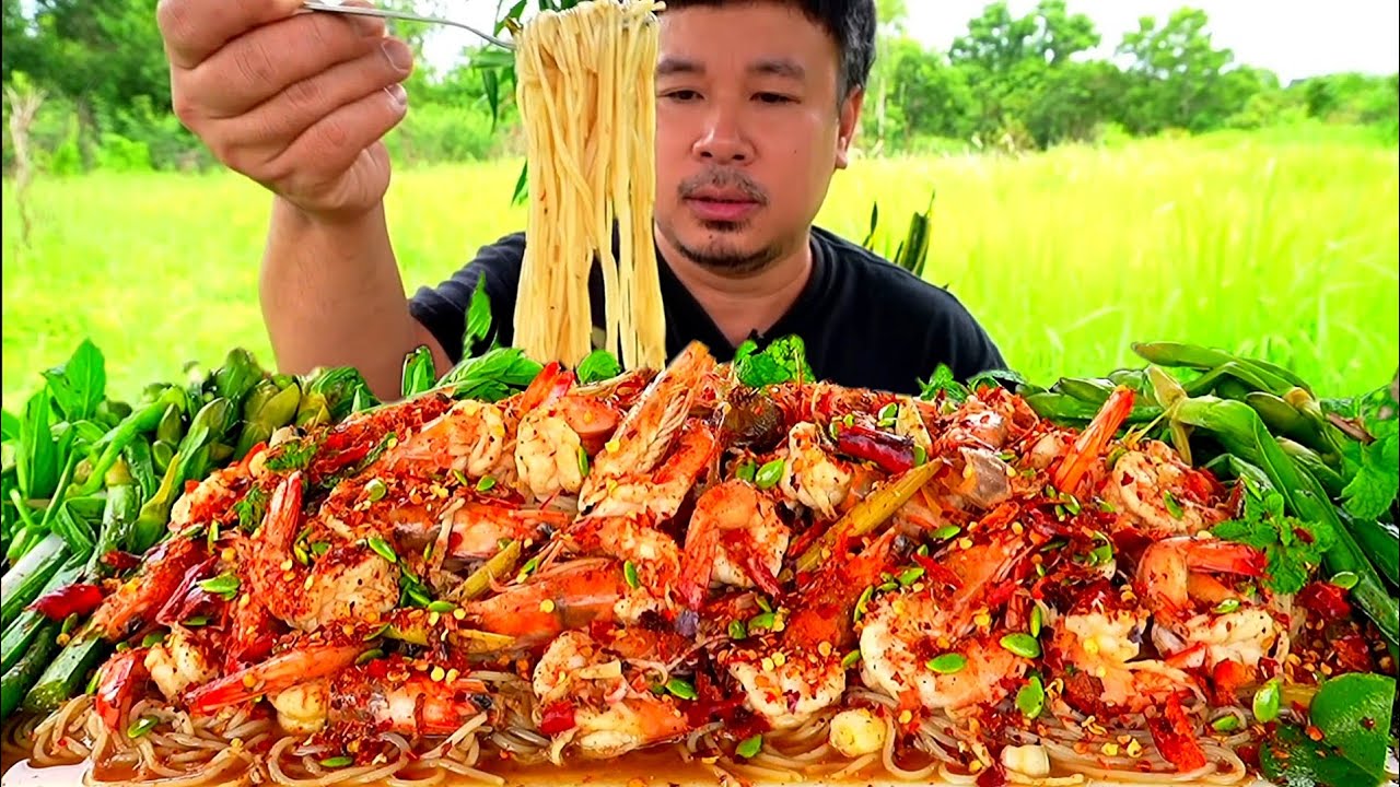 ข้าวปุ้นซาวกุ้งสุก